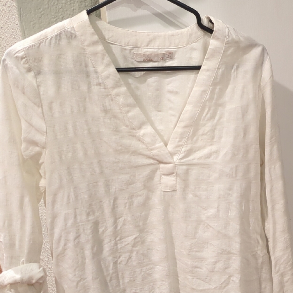 Prana Cream V-Neck Top